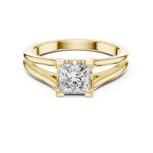 Princess Cut Split Shank Solitaire Engagement Ring 1 CTW