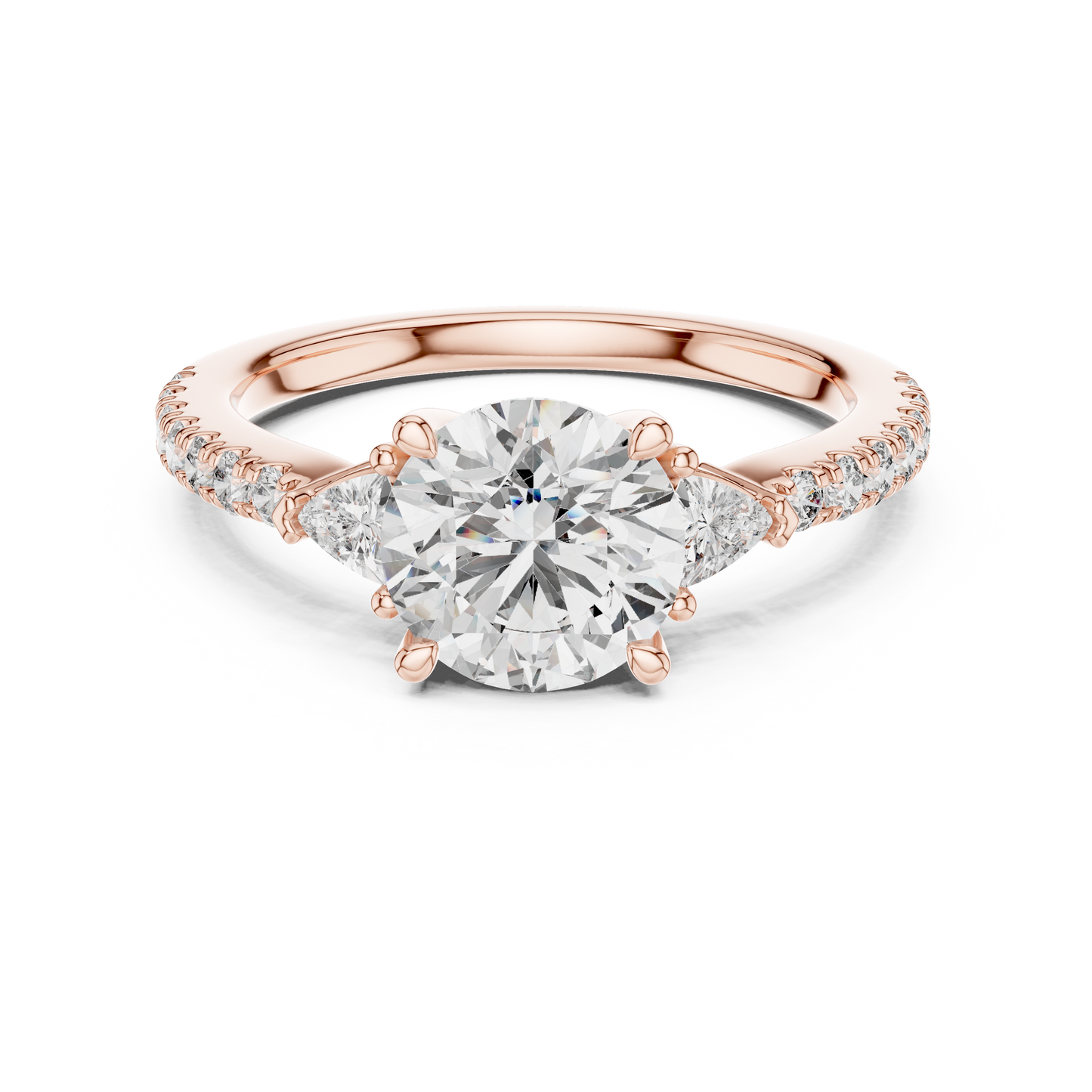 Round Cut Trillion Side Stone Pave Engagement Ring 1.8 CTW