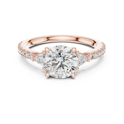 Round Cut Trillion Side Stone Pave Engagement Ring 1.8 CTW