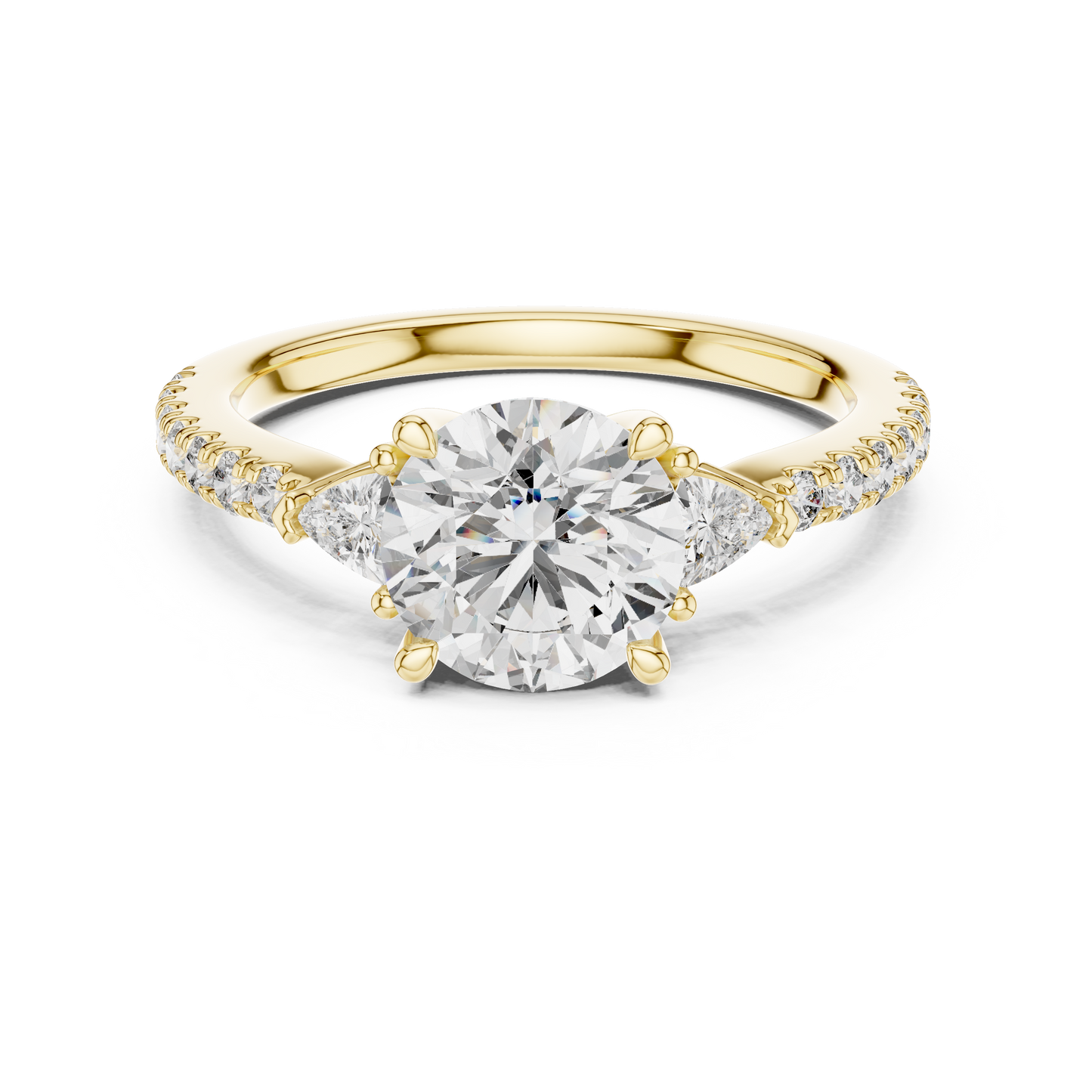 Round Cut Trillion Side Stone Pave Engagement Ring 1.8 CTW