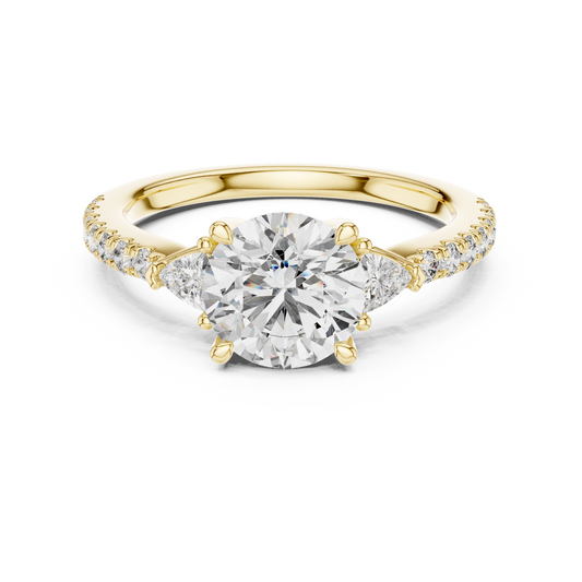 Round Cut Trillion Side Stone Pave Engagement Ring 1.8 CTW