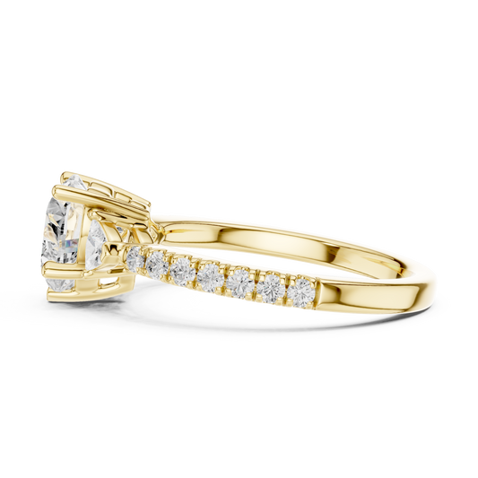 Heart Shape Trillion Side Stone Pave Engagement Ring 2 CTW