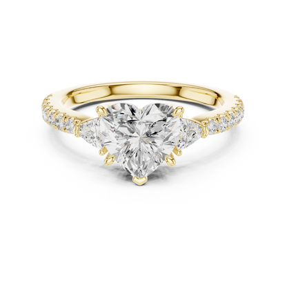 Heart Shape Trillion Side Stone Pave Engagement Ring 2 CTW