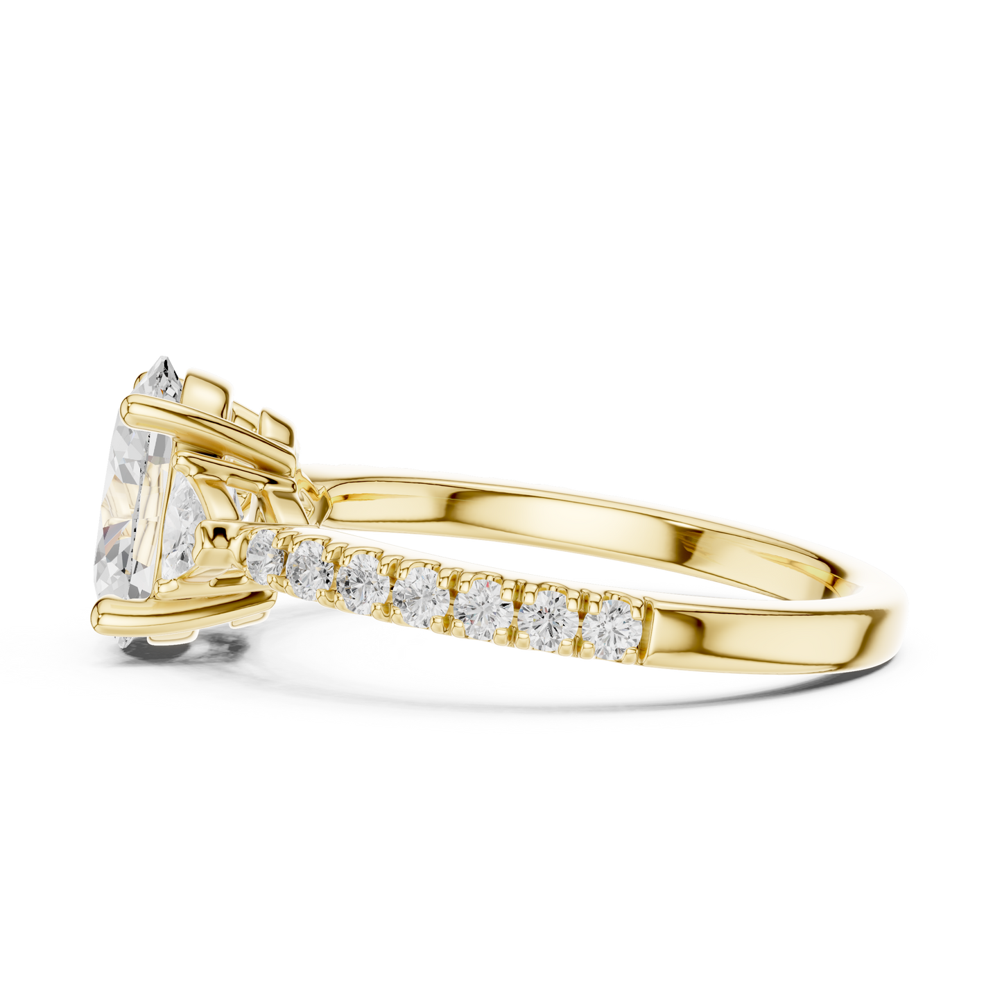 Oval Cut Trillion Side Stone Pave Engagement Ring 2 CTW