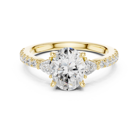 Oval Cut Trillion Side Stone Pave Engagement Ring 2 CTW