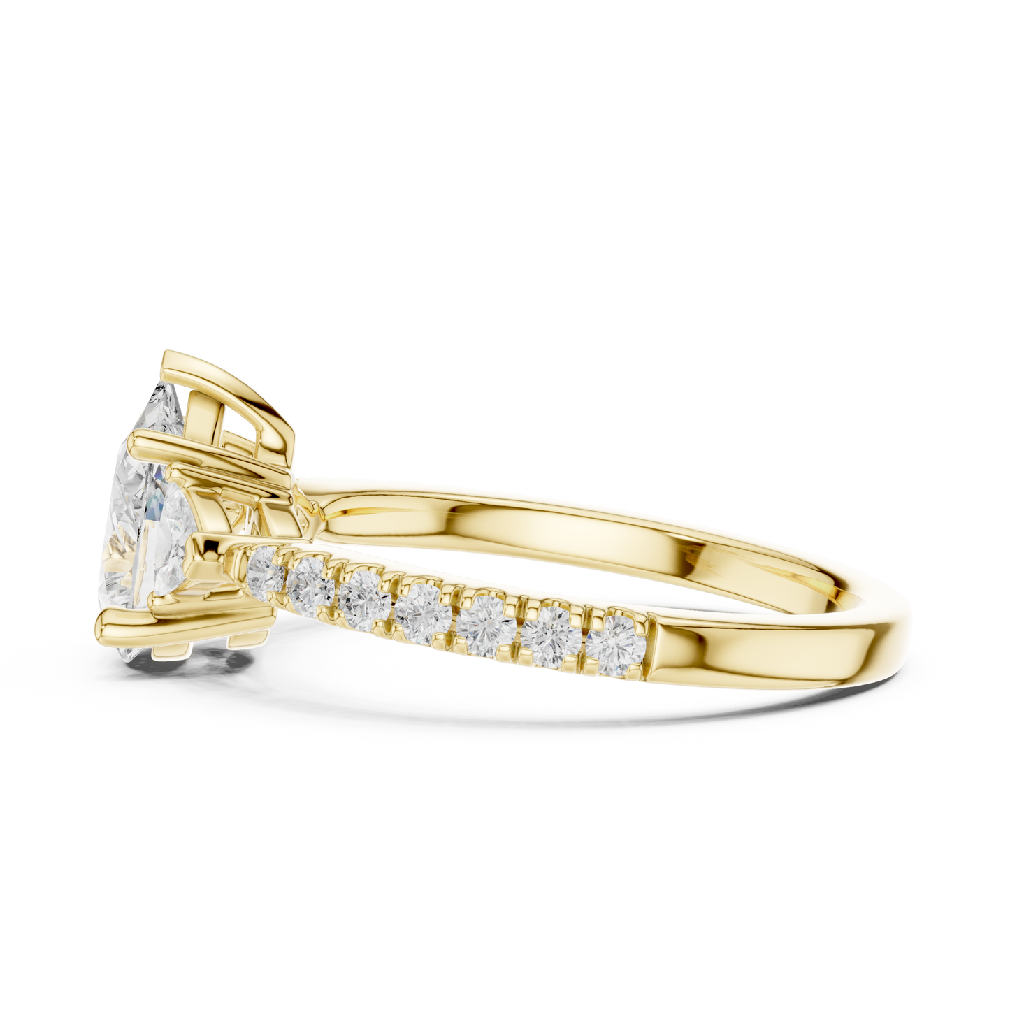 Pear Cut Trillion Side Stone Pave Engagement Ring 2 CTW