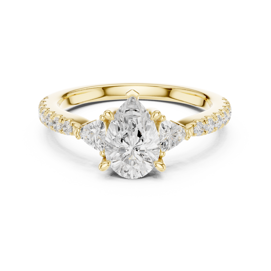 Pear Cut Trillion Side Stone Pave Engagement Ring 2 CTW