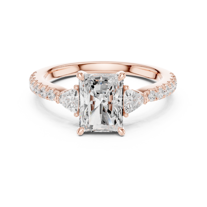 Radiant Cut Trillion Side Stone Pave Engagement Ring 2 CTW