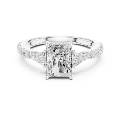 Radiant Cut Trillion Side Stone Pave Engagement Ring 2 CTW