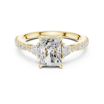 Radiant Cut Trillion Side Stone Pave Engagement Ring 2 CTW