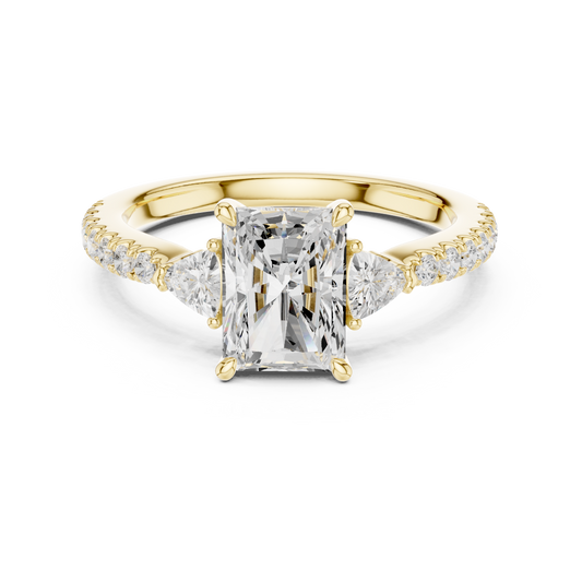Radiant Cut Trillion Side Stone Pave Engagement Ring 2 CTW