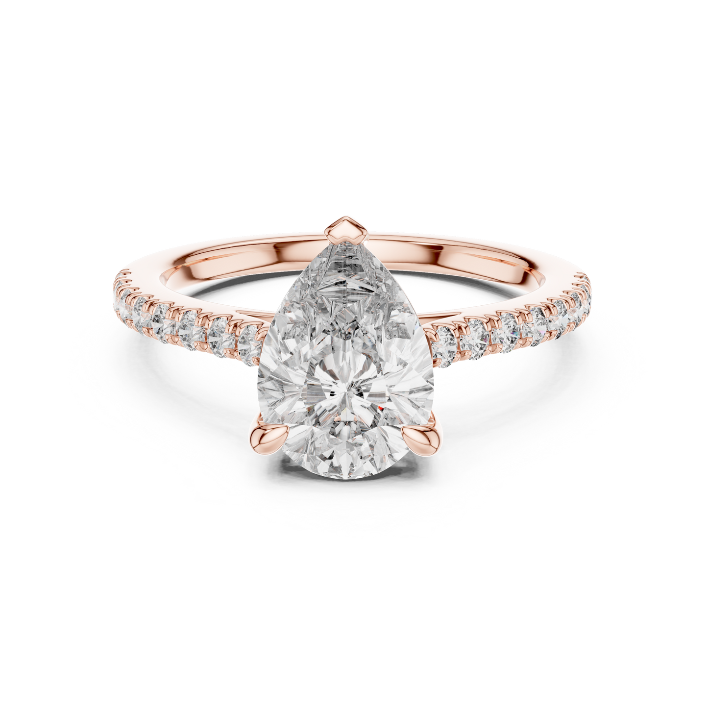 Pear Cut Half Eternity Pave Engagement Ring 2.3 CTW
