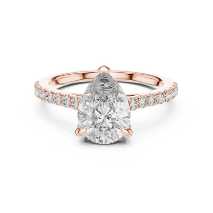 Pear Cut Half Eternity Pave Engagement Ring 2.3 CTW