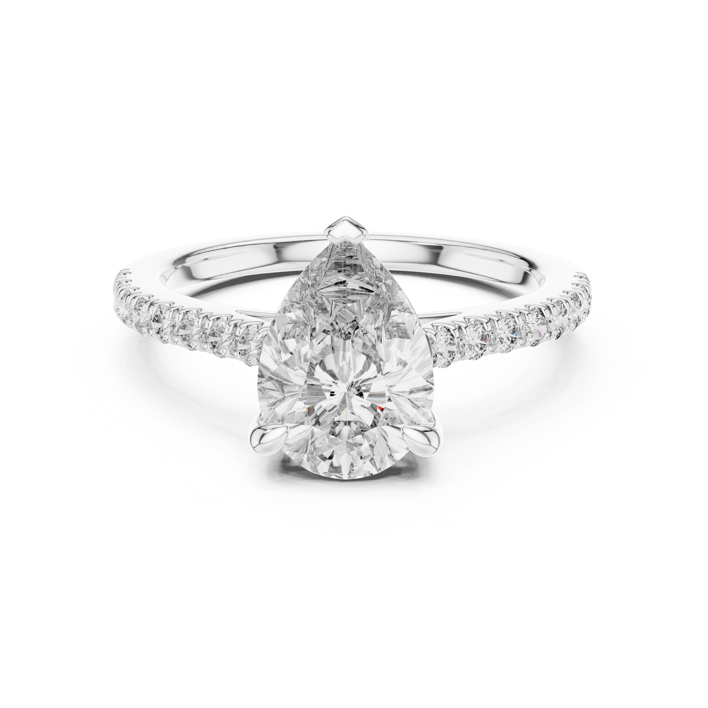 Pear Cut Half Eternity Pave Engagement Ring 2.3 CTW