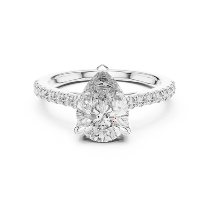 Pear Cut Half Eternity Pave Engagement Ring 2.3 CTW