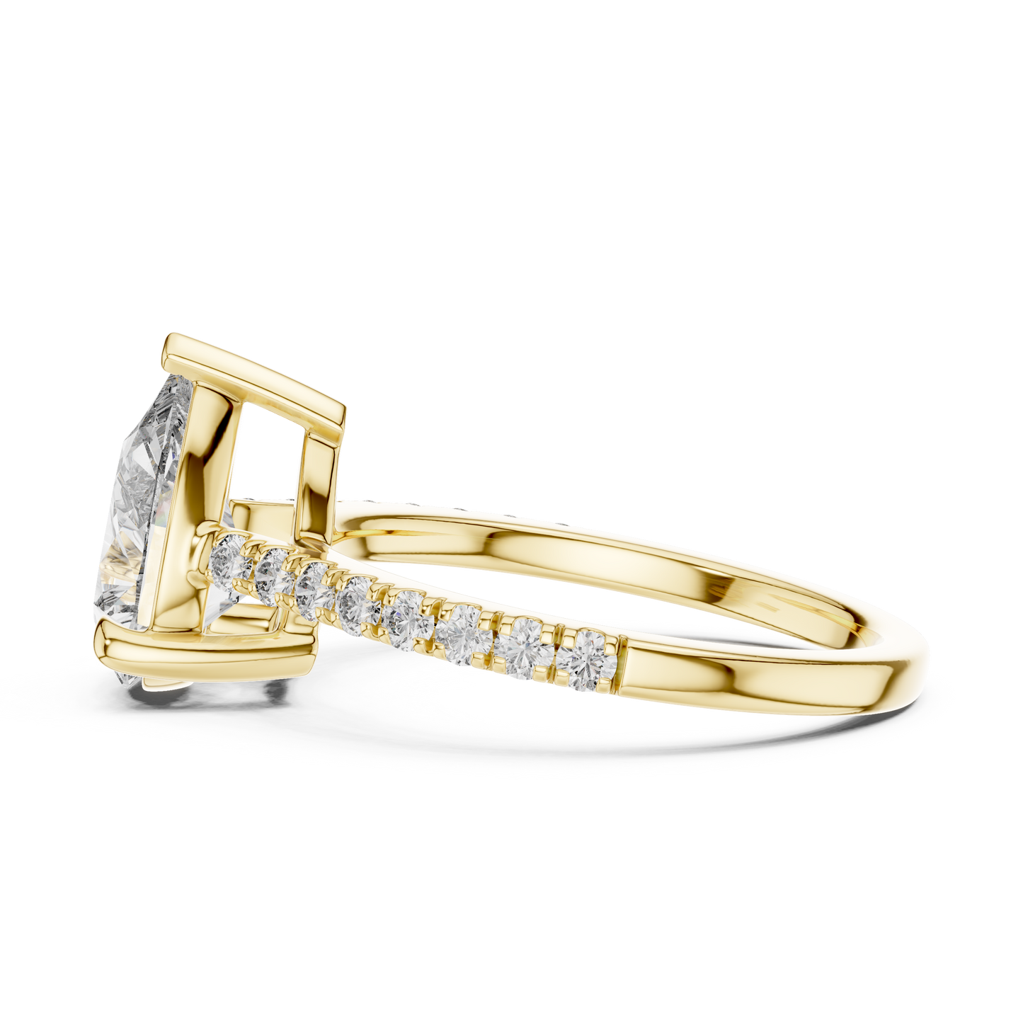 Pear Cut Half Eternity Pave Engagement Ring 2.3 CTW