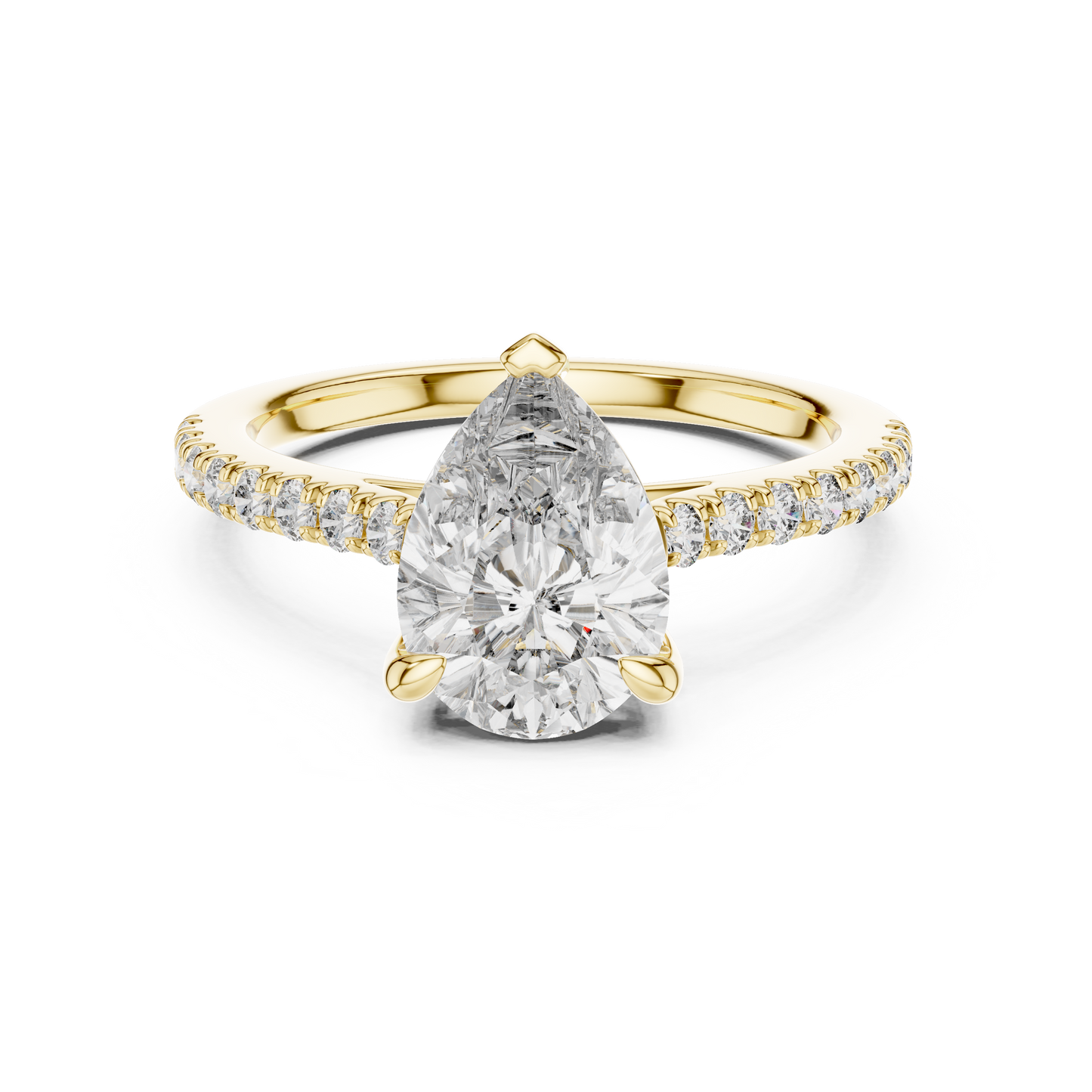 Pear Cut Half Eternity Pave Engagement Ring 2.3 CTW