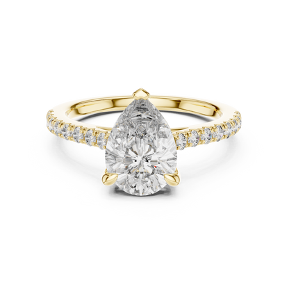 Pear Cut Half Eternity Pave Engagement Ring 2.3 CTW