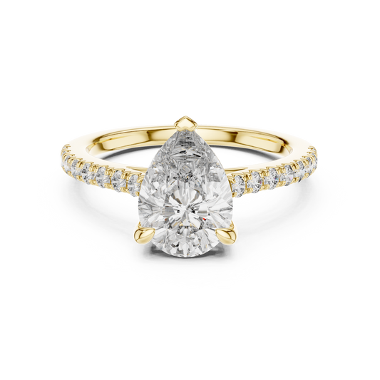 Pear Cut Half Eternity Pave Engagement Ring 2.3 CTW