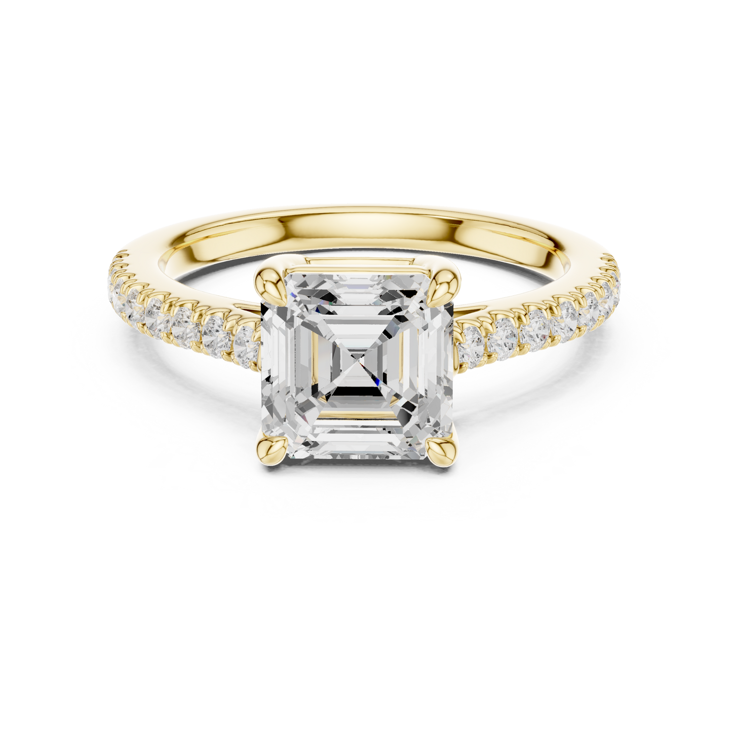 Asscher Cut Half Eternity Pave Engagement Ring 2.3 CTW