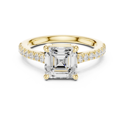 Asscher Cut Half Eternity Pave Engagement Ring 2.3 CTW