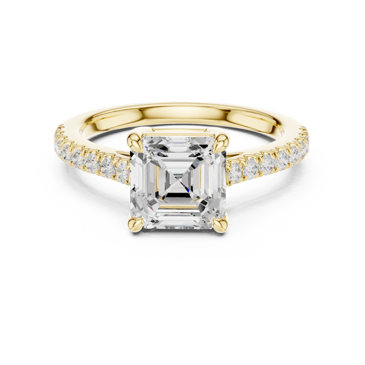 Asscher Cut Half Eternity Pave Engagement Ring 2.3 CTW