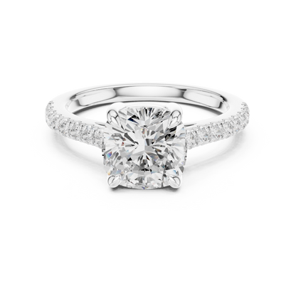 Cushion Cut Half Eternity Pave Engagement Ring 2.3 CTW