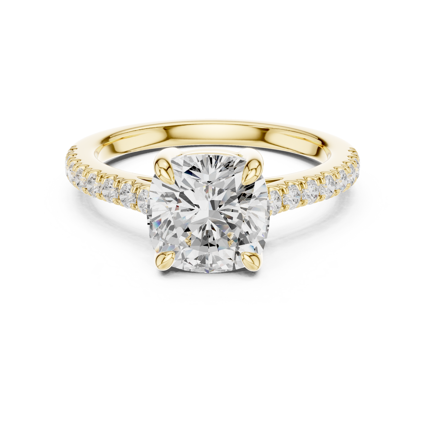 Cushion Cut Half Eternity Pave Engagement Ring 2.3 CTW