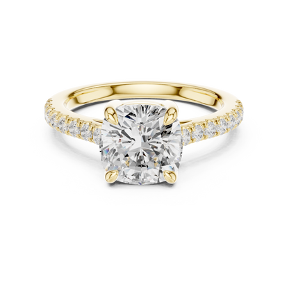 Cushion Cut Half Eternity Pave Engagement Ring 2.3 CTW