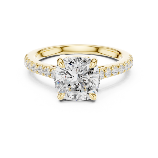 Cushion Cut Half Eternity Pave Engagement Ring 2.3 CTW