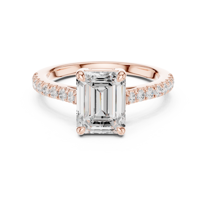 Emerald Cut Half Eternity Pave Engagement Ring 2.3 CTW
