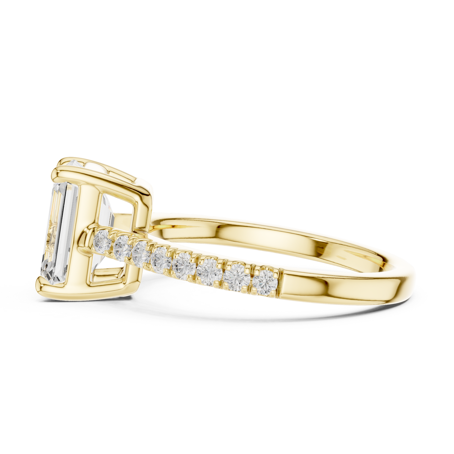 Emerald Cut Half Eternity Pave Engagement Ring 2.3 CTW