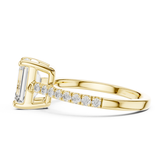 Emerald Cut Half Eternity Pave Engagement Ring 2.3 CTW