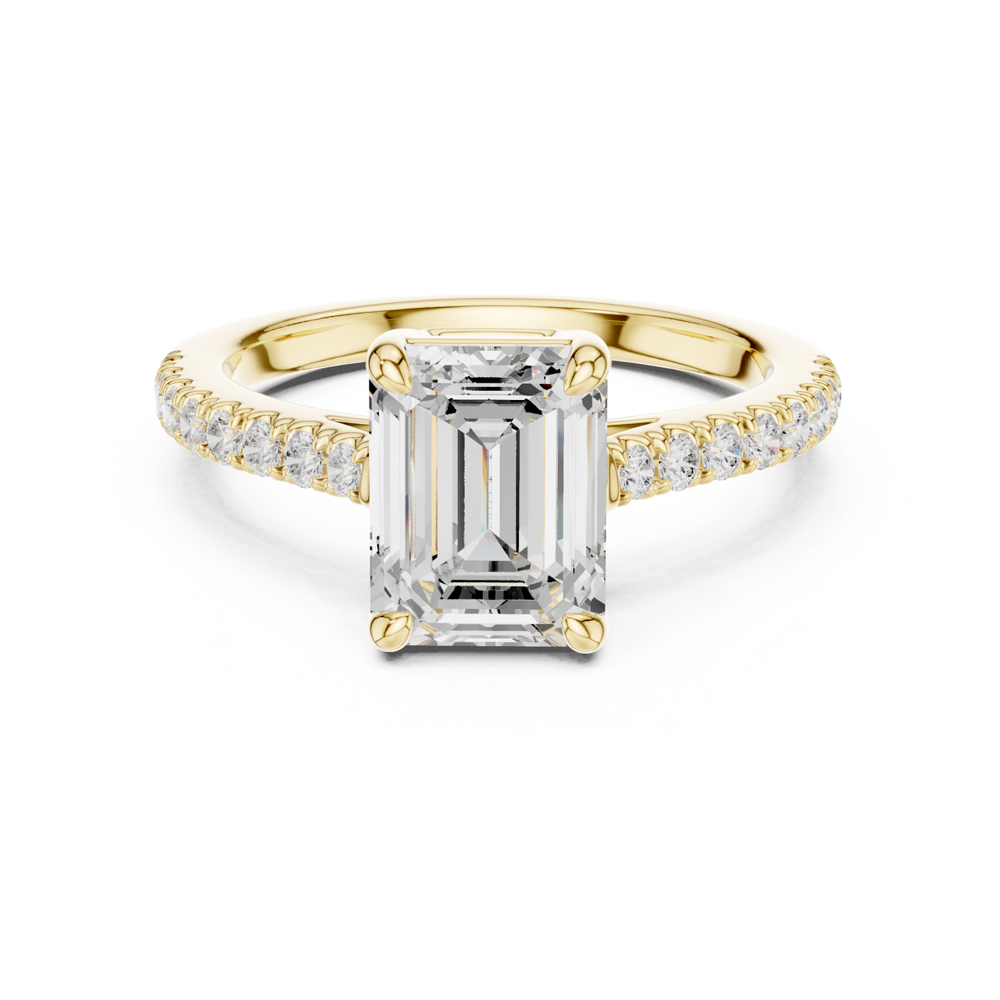 Emerald Cut Half Eternity Pave Engagement Ring 2.3 CTW
