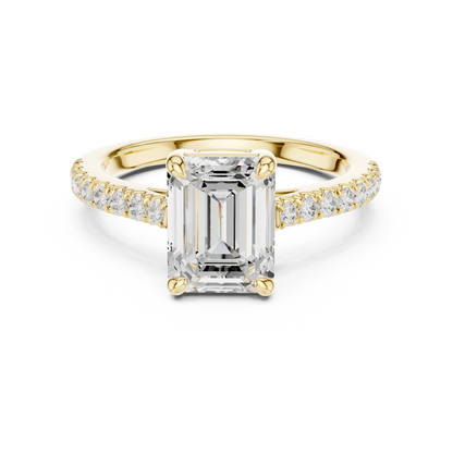Emerald Cut Half Eternity Pave Engagement Ring 2.3 CTW
