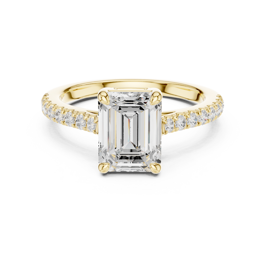 Emerald Cut Half Eternity Pave Engagement Ring 2.3 CTW