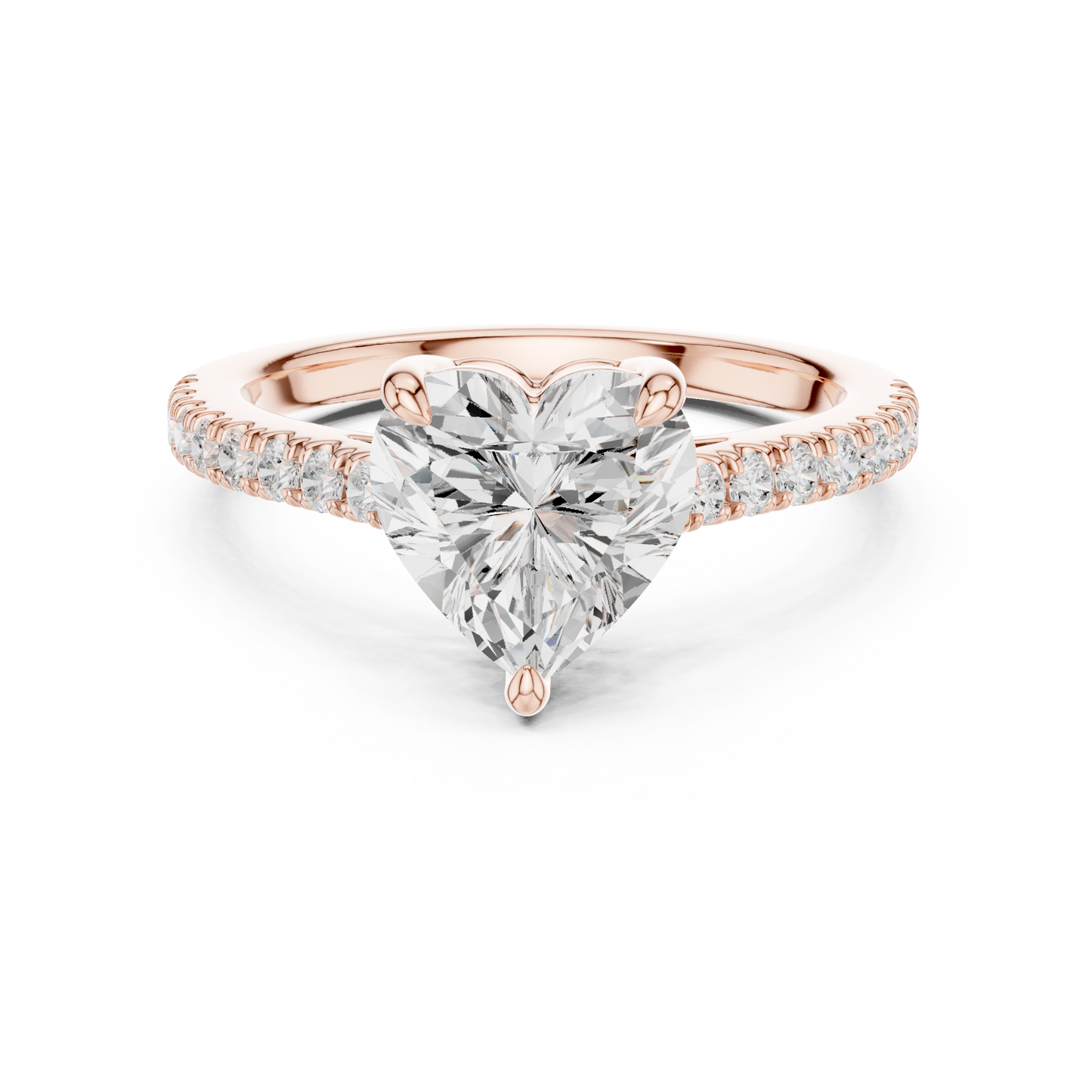 Heart Shape Half Eternity Pave Engagement Ring 2.3 CTW