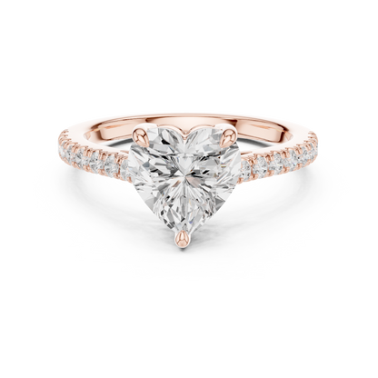 Heart Shape Half Eternity Pave Engagement Ring 2.3 CTW