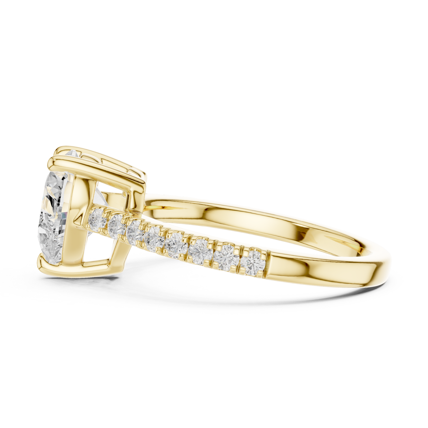 Heart Shape Half Eternity Pave Engagement Ring 2.3 CTW