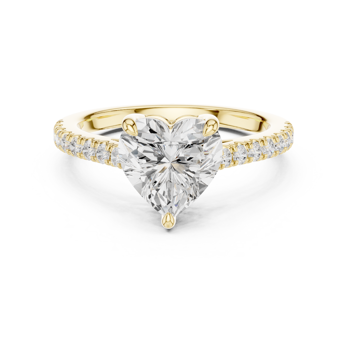 Heart Shape Half Eternity Pave Engagement Ring 2.3 CTW