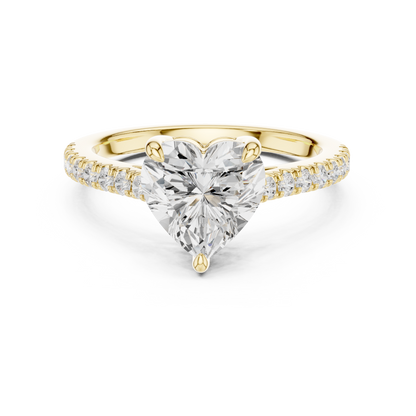 Heart Shape Half Eternity Pave Engagement Ring 2.3 CTW