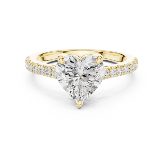 Heart Shape Half Eternity Pave Engagement Ring 2.3 CTW