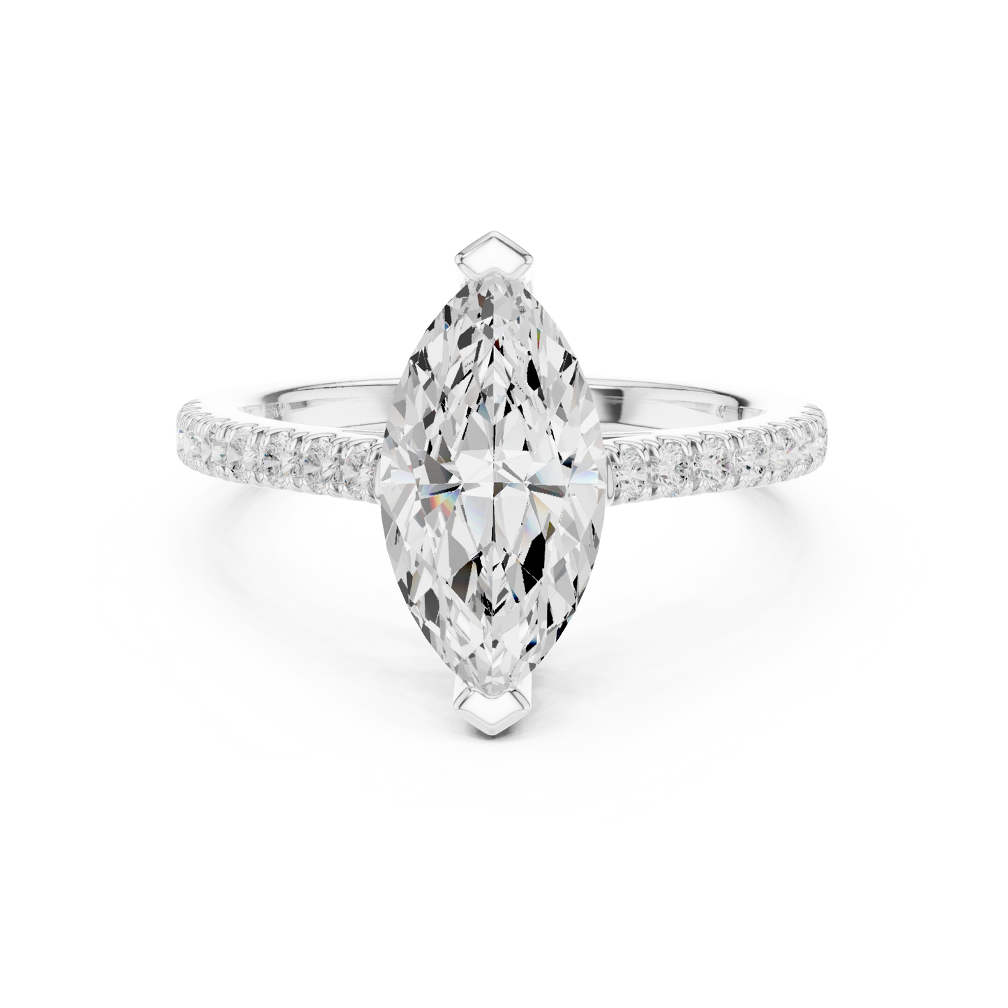 Marquise Cut Half Eternity Pave Engagement Ring 2.3 CTW