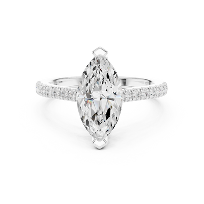 Marquise Cut Half Eternity Pave Engagement Ring 2.3 CTW