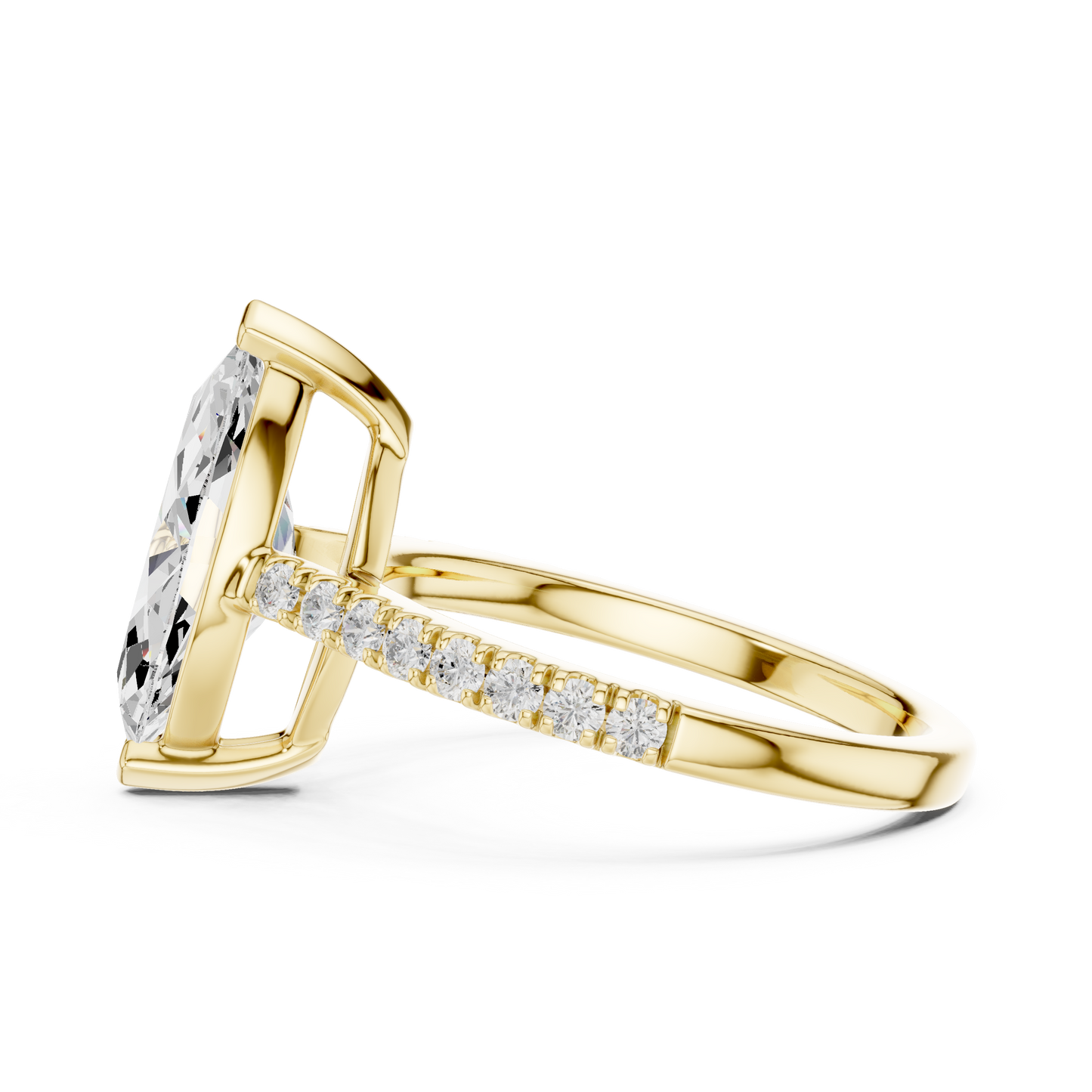 Marquise Cut Half Eternity Pave Engagement Ring 2.3 CTW
