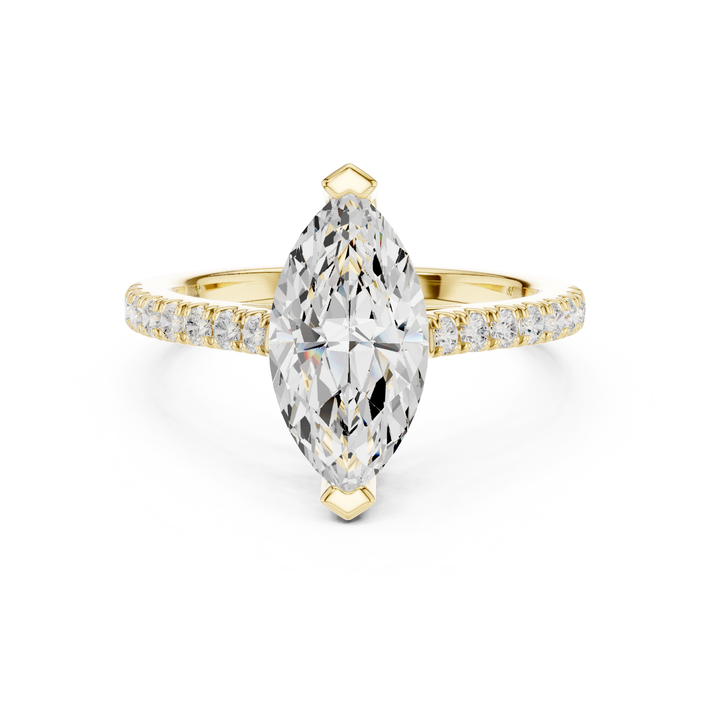 Marquise Cut Half Eternity Pave Engagement Ring 2.3 CTW