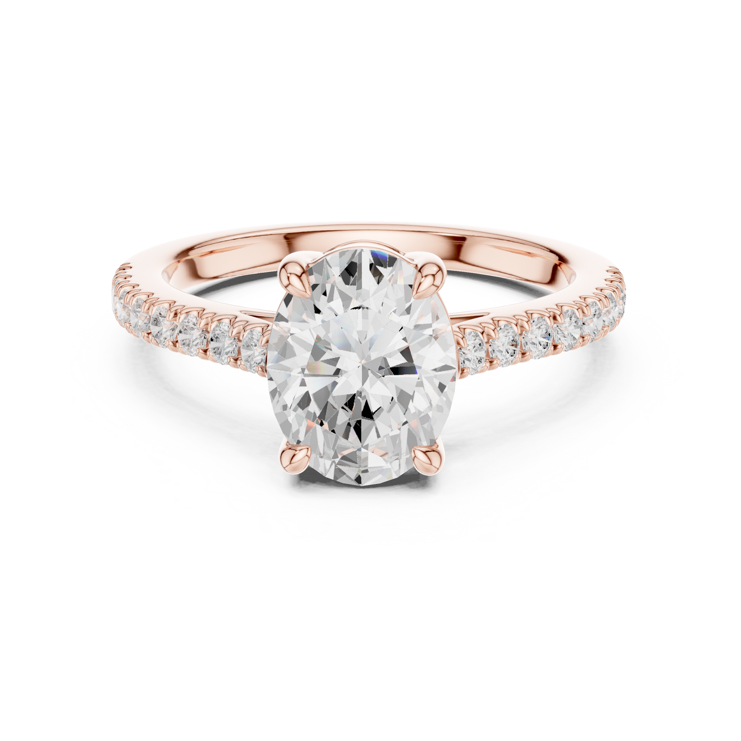 Oval Cut Half Eternity Pave Engagement Ring 2.3 CTW