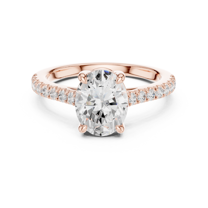 Oval Cut Half Eternity Pave Engagement Ring 2.3 CTW