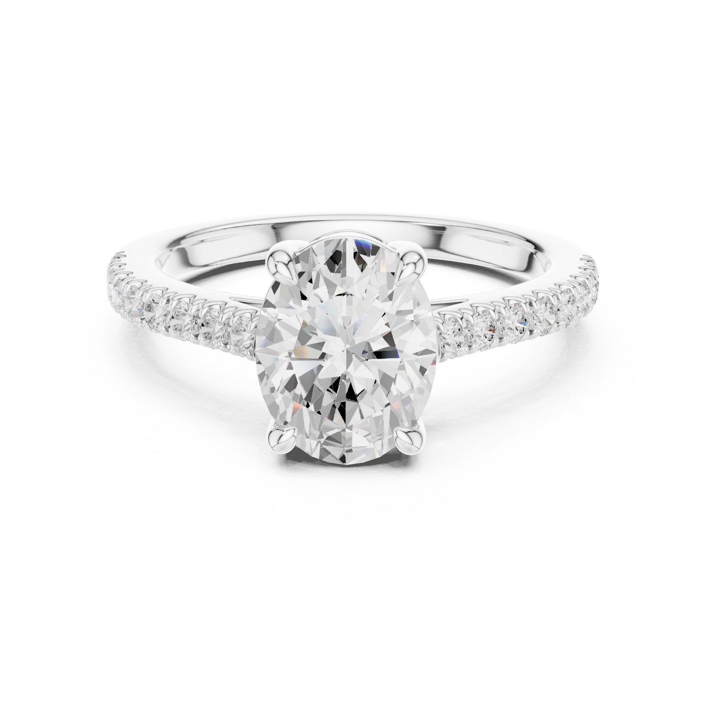Oval Cut Half Eternity Pave Engagement Ring 2.3 CTW