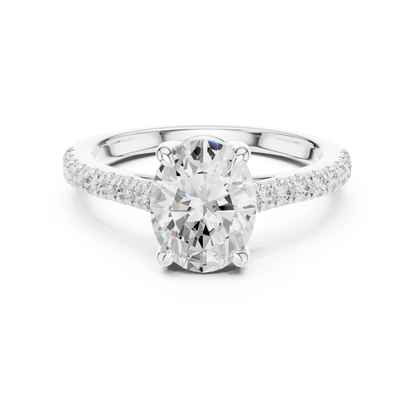 Oval Cut Half Eternity Pave Engagement Ring 2.3 CTW